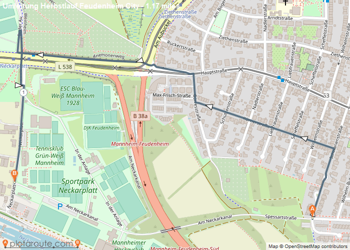 Umleitung Feudenheim in Richtung Mannheim City